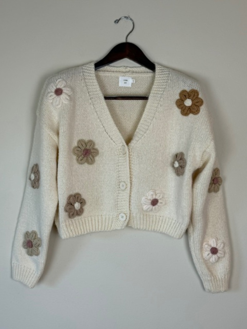 Luna Ivy 3D Flower Cardigan Sweater Medium Feminine